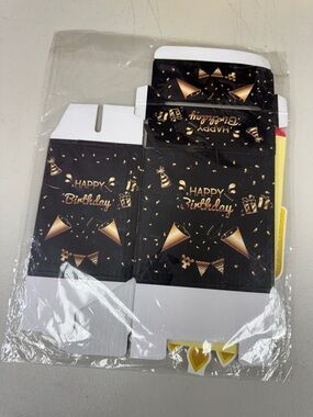 Birthday Surprise gift box for money pulling Birthday Black & Gold Treat Box